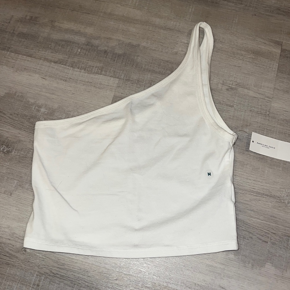 one shoulder AE crop top